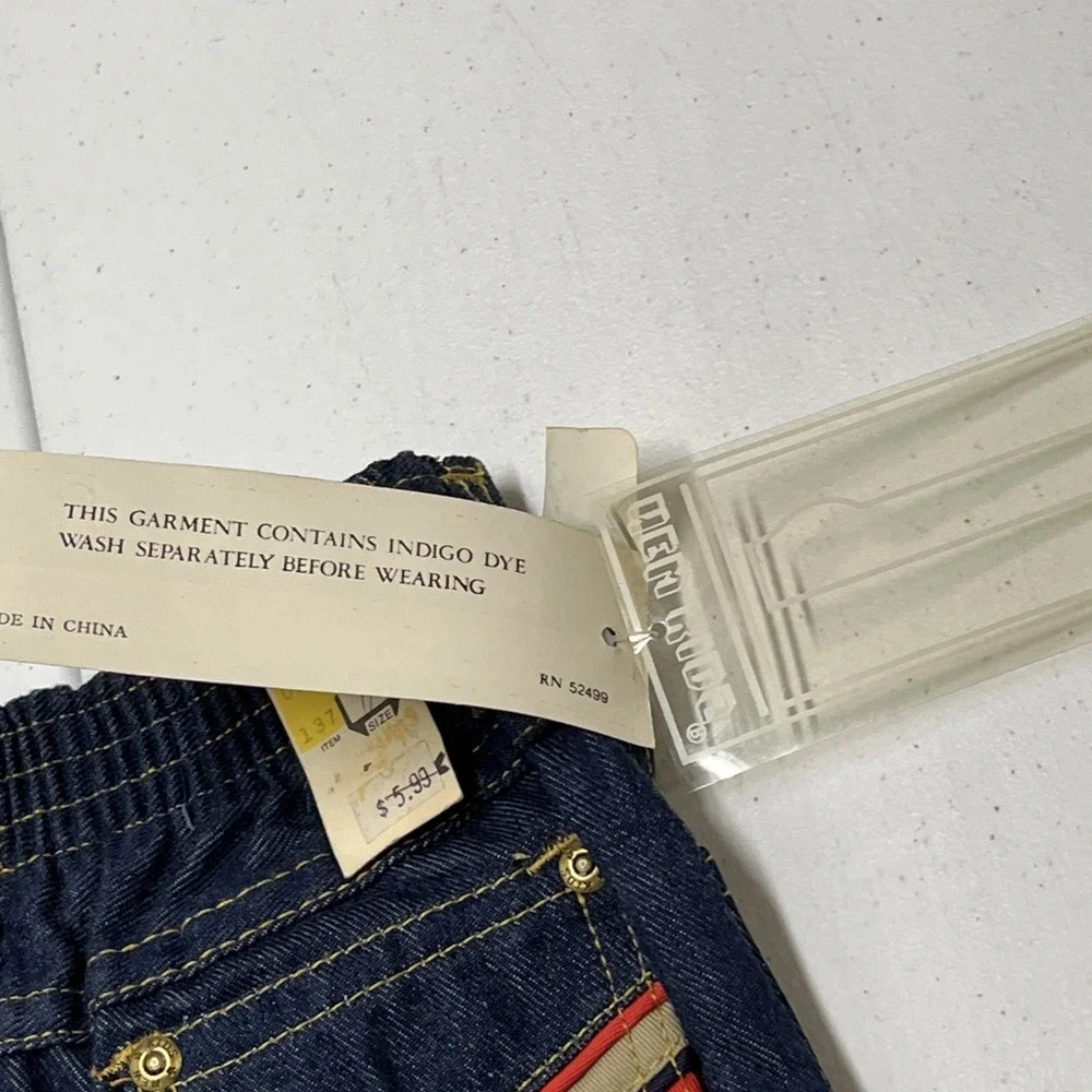 Vintage New Kids Jeans Boys 2T Dark Indigo Back Pocket Detail Retro 70s 80s